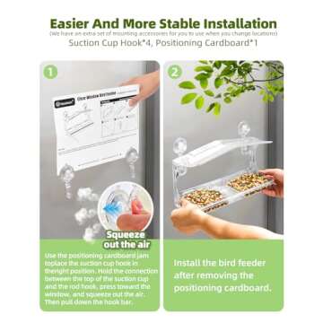 Window Bird Feeders with Strong Suction Cups - Clear Window Bird Feeders for Outside, Large Transparent Bird House for Window Viewing