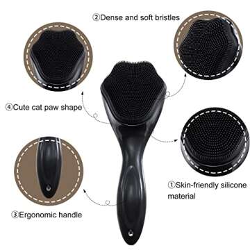 Silicone Face Scrubber Exfoliating Brush 2 Pack for Men, Beomeen Manual Handheld Facial Cleansing Br...