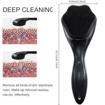 Silicone Face Scrubber Exfoliating Brush 2 Pack for Men, Beomeen Manual Handheld Facial Cleansing Brush Blackhead Scrubber, Soft Bristles Waterproof for Face Skincare, Black