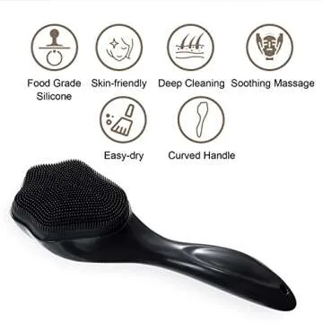 Silicone Face Scrubber Exfoliating Brush 2 Pack for Men, Beomeen Manual Handheld Facial Cleansing Brush Blackhead Scrubber, Soft Bristles Waterproof for Face Skincare, Black