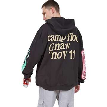 Cactus Pack Lucky I See Ghosts Hoodie KY West Hoodie Men's Graphic Hip Hop Pullover Heavyweight Hooded Sweatshirt Grey