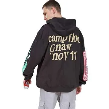 Cactus Pack Lucky I See Ghosts Hoodie KY West Hoodie Men's Graphic Hip Hop Pullover Heavyweight Hooded Sweatshirt Grey