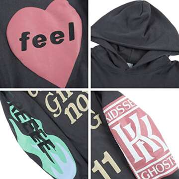 Cactus Pack Lucky I See Ghosts Hoodie KY West Hoodie Men's Graphic Hip Hop Pullover Heavyweight Hooded Sweatshirt Grey