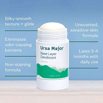 Ursa Major Natural Deodorant - Base Layer | Baking Soda-Free, Unscented, Aluminum-Free, Cruelty-Free...