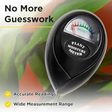 Classy Casita Soil Moisture Meter - Hygrometer Sensor Tool for Indoor and Outdoor Plants - Monitoring Water Levels in Soil House, Gardening, Farm, Lawn, Potted Care - No Batteries Required - Black