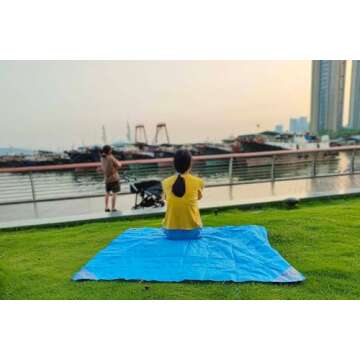 Orga'Neat Pocket Blanket -Compact Picnic Blanket, Beach Blanket Sandproof, 55”x60” Packable Lightweight Fast Dry Small Tarp Mat for Hiking Concert Travel Festivals, Water-Resistant, Fit in Small Bag