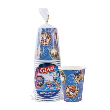 Glad for Kids PAW Patrol Shields Design 9oz Paper Cups | Paper Cups, Kids Snack Cups | Kid-Friendly,...