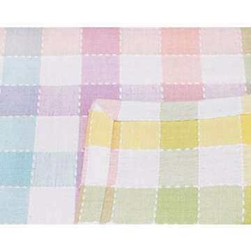 COTTON CRAFT Gingham Buffalo Plaid Check Napkins - Mitered Corners - Spring Easter Bunny Pastel Luncheon Dinner - Set of 8 - Pure Cotton - Reusable Washable - 18 x 18 - Pink Green Ivory Multi