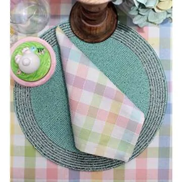COTTON CRAFT Gingham Napkins - Set of 8 for Spring Dining