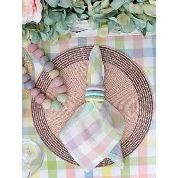 COTTON CRAFT Gingham Napkins - Set of 8 for Spring Dining