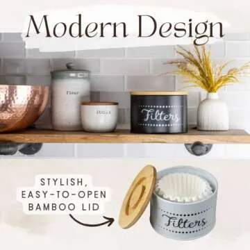 Stylish Coffee Filter Holder with Bamboo Lid for Counter