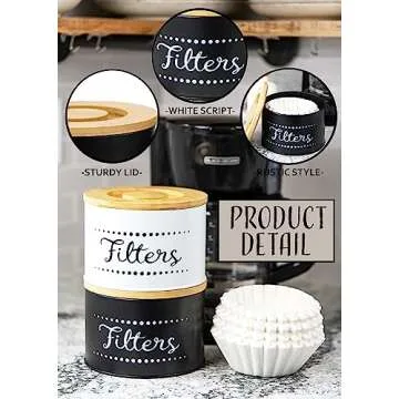 Stylish Coffee Filter Holder with Bamboo Lid for Counter