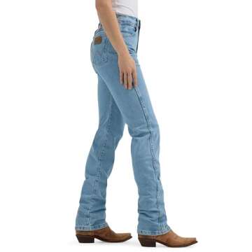 Wrangler Women's Cowboy Cut High Rise Slim Fit Tapered Leg Jean, Antique Wash, 11-36