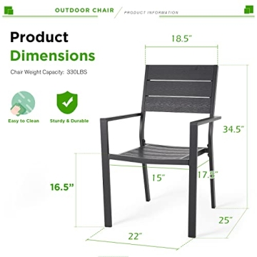 AECOJOY Stackable Outdoor Dining Chairs Set of 4 Durable Aluminum