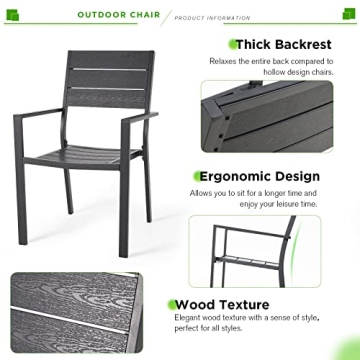 AECOJOY Stackable Outdoor Dining Chairs Set of 4 Durable Aluminum