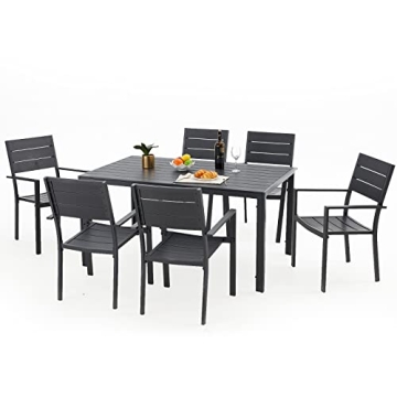 AECOJOY Stackable Outdoor Dining Chairs Set of 4 Durable Aluminum