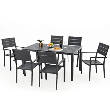 AECOJOY Stackable Outdoor Dining Chairs Set of 4 Durable Aluminum