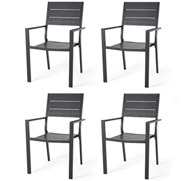 AECOJOY Stackable Outdoor Dining Chairs Set of 4 Durable Aluminum