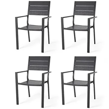AECOJOY Stackable Outdoor Dining Chairs Set of 4 Durable Aluminum