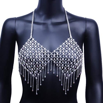 CanB Rhinestone Bra Chain - Chic Sparkly Crystal Tassel Jewelry for Women and Girls