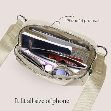 ODODOS Crossbody Bag Small Adjustable Strap Ivory