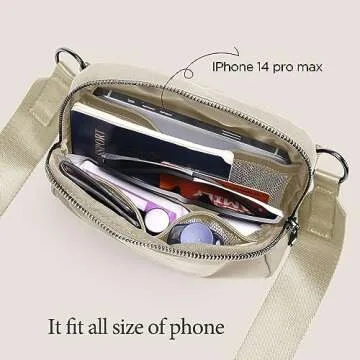 ODODOS Crossbody Bag Small Adjustable Strap Ivory