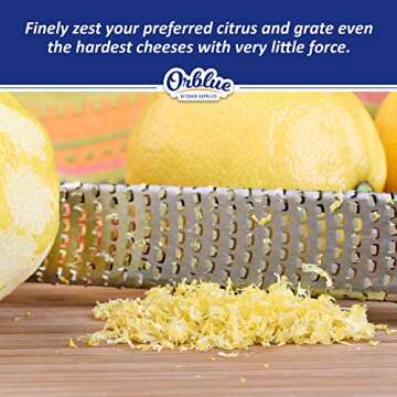 Orblue Lemon Zester & Cheese Grater - Premium Kitchen Tool