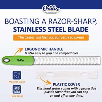 Orblue Lemon Zester & Cheese Grater - Premium Kitchen Tool