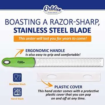 Orblue Lemon Zester & Cheese Grater - Premium Kitchen Tool