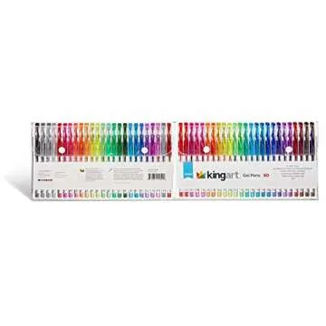 KINGART 400-50 Glitter Rollerball Gel Pens, 50 Sparkling Colors with Soft-Grip Comfort, XL Ink Cartridge - More Ink, Great for All Ages, Writing, Coloring, Doodling, Scrapbooking, Journaling & More