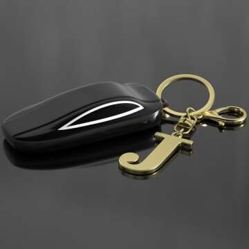 Stainless Steel Gold Letter A-Z Keychain for Women Men, Initial Letter Pendant with Key Ring, Charms...