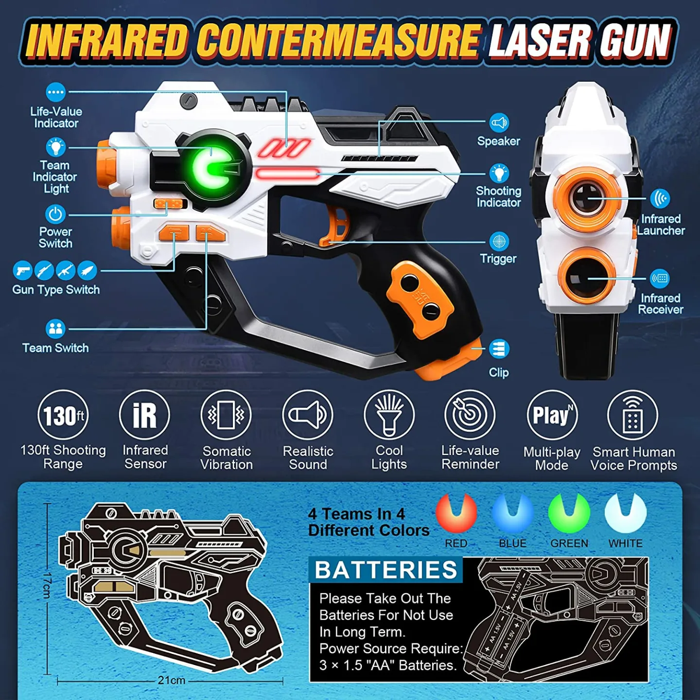 Laser Tag Set - 2 Toy Guns for Family Fun Games