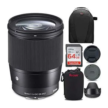 Sigma 16mm f/1.4 DC DN Lens for Canon EF-M with Memory Card and Travel Bundle