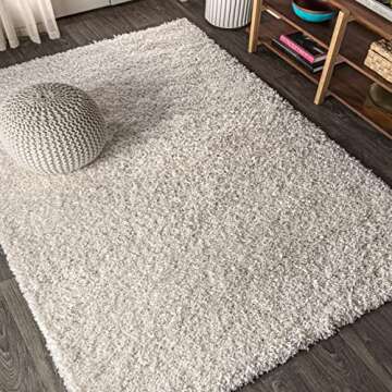 JONATHAN Y MCR106D-8 Mercer Shag Plush Indoor Area-Rug Contemporary Modern Bohemian Glam Solid Easy-Cleaning High Traffic Bedroom Kitchen Living Room, 8 X 10, Cream