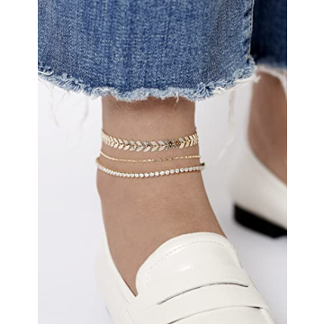 Tennis Gold Anklets Set - Adjustable & Elegant 14k Plated