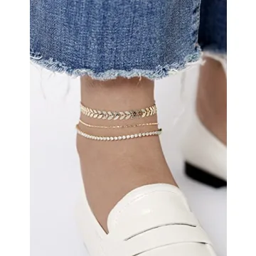 Tennis Gold Anklets Set - Adjustable & Elegant 14k Plated
