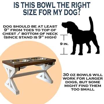 MAINEVENT Dog Bowl Stand, Elevated Dog Feeder for Small, Medium Breeds, 30 fl oz, Modern Farmhouse Style, Wood and Alloy Steel