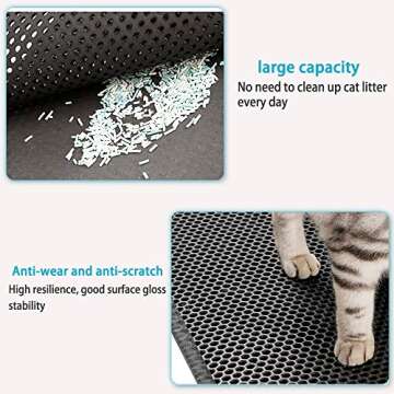 Large Cat Litter Box Mat: Easy Clean Kitty Litter Trapping Mat for Floor, Plastic Cat Box Pad (24 * 30in, grey, 1p)
