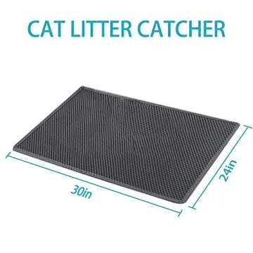 Large Cat Litter Box Mat: Easy Clean Kitty Litter Trapping Mat for Floor, Plastic Cat Box Pad (24 * 30in, grey, 1p)