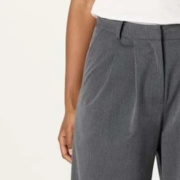 The Drop Women's Nancy Pleat Front Wide Leg Trouser, Heather Grey, S
