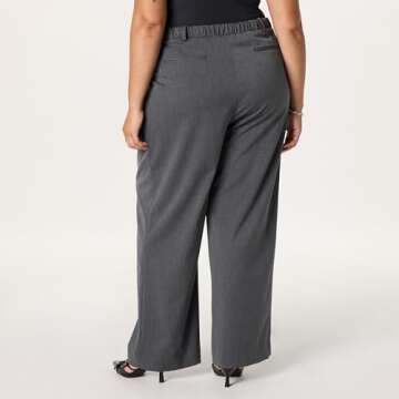The Drop Women's Nancy Pleat Front Wide Leg Trouser, Heather Grey, S