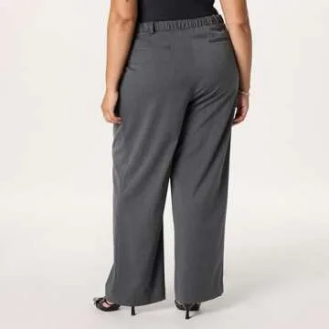 The Drop Women's Nancy Pleat Front Wide Leg Trouser, Heather Grey, S