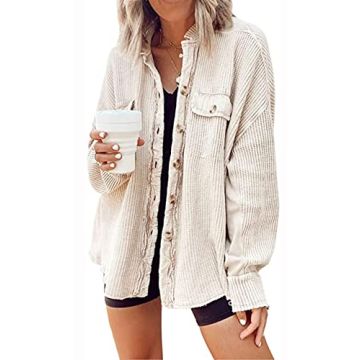 loveimgs Oversized Waffle Knit Shirt for Stylish Fall Looks