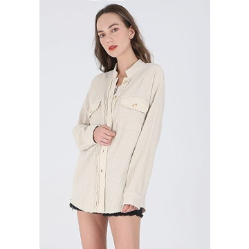 loveimgs Oversized Waffle Knit Shirt for Stylish Fall Looks