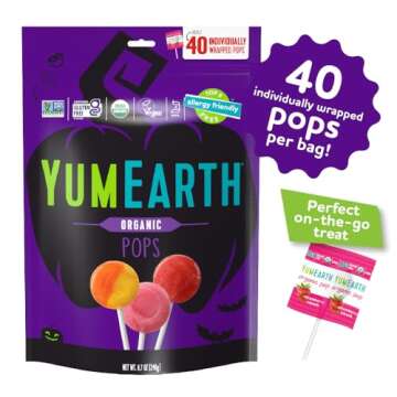YumEarth Organic Halloween Lollipops - Allergy Friendly (Top 9 Free), No Artificial Dyes or Flavors,...