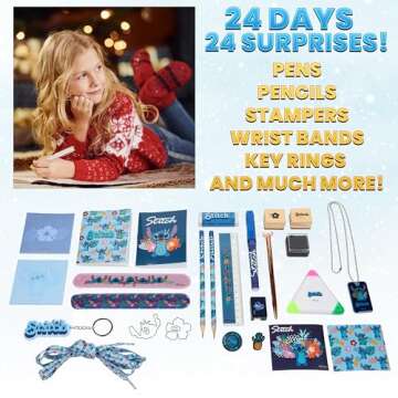 Disney Stitch Advent Calendar 2024, Stationery Sticky Notes Accessories Advent Calendars (Blue Stitch Stationery)