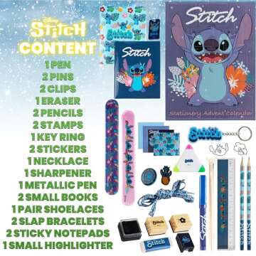 Disney Stitch Advent Calendar 2024, Stationery Sticky Notes Accessories Advent Calendars (Blue Stitch Stationery)