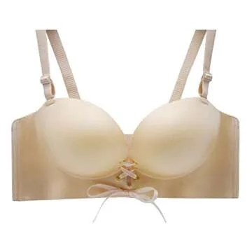 Add Two Cups Bras Brassiere For Women Push Up Padded Unlined,Beige,32A