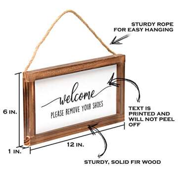 Please Remove Your Shoes Off Front Door Sign 6x12 Inch, Please Take Off Shoes Farmhouse Home Decor W...