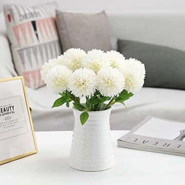 Tifuly Artificial Chrysanthemum Ball Flowers -12 pcs Faux Mums Fake Silk Flowers for Bridal Wedding ...
